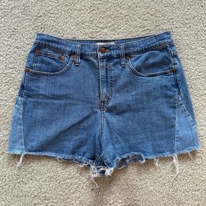 Madewell High Waist Frayed Denim Shorts - Blue